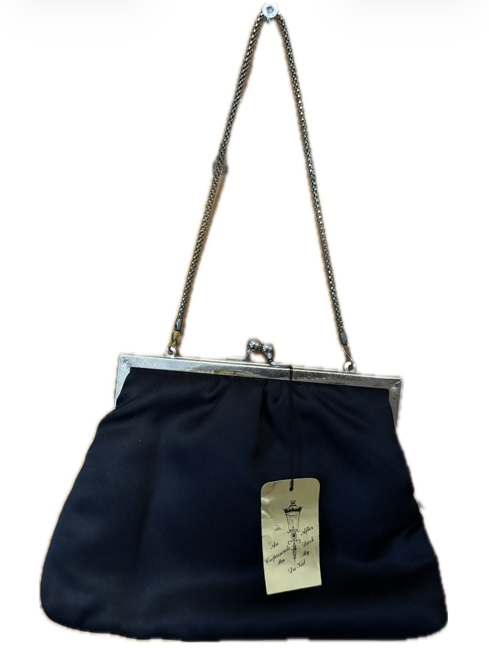 Vintage 1950s–60s Du-Val Black Satin Evening Bag – NWT / Unused